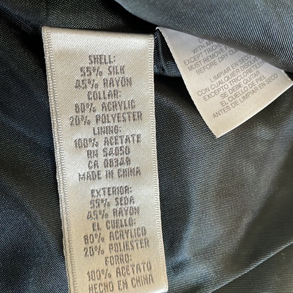 Navy blue brown design long blazer - Picture 4 of 4